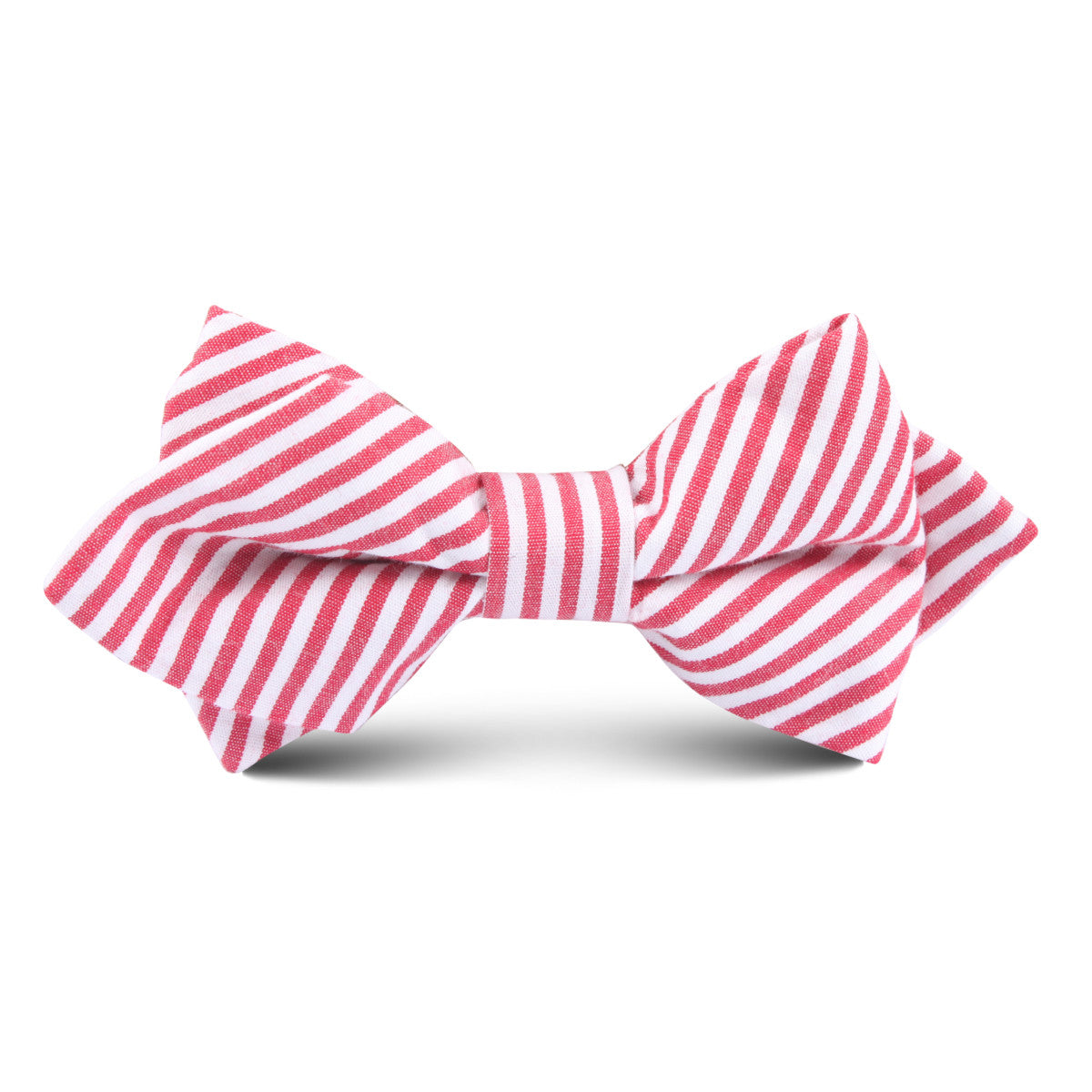 Red and White Chalk Stripe Cotton Kids Diamond Bow Tie