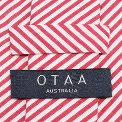 Red and White Chalk Stripe Cotton Skinny Tie OTAA Australia