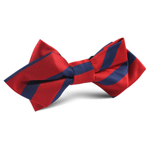 Red with Navy Blue Striped Diamond Bow Tie