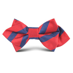Red with Navy Blue Striped Kids Diamond Bow Tie