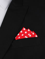 Red with White Large Polka Dots Cotton Oxygen Three Point Pocket Square Fold