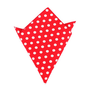 Red with White Large Polka Dots Cotton Pocket Square