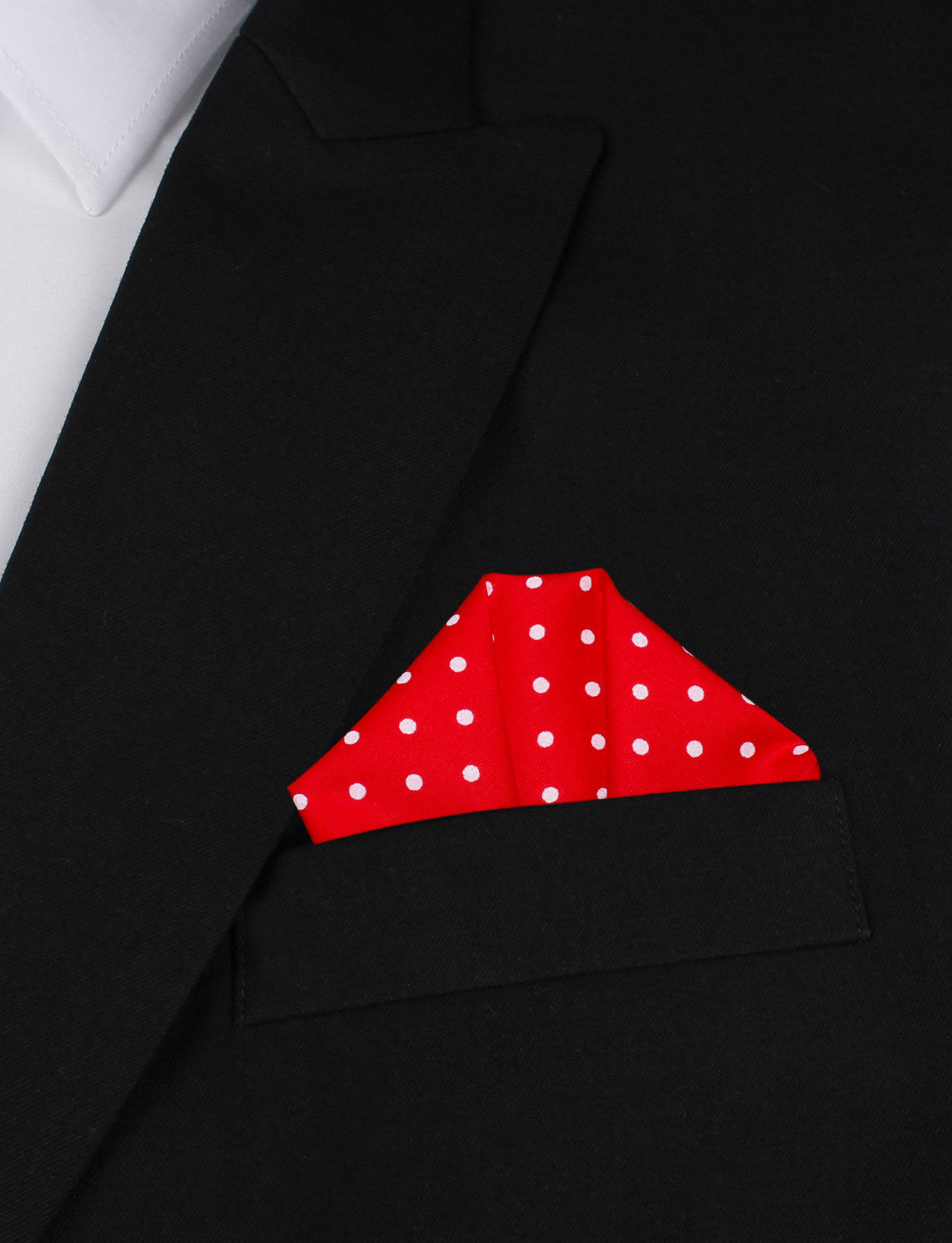 Red with White Polka Dots Cotton Winged Puff Pocket Square Fold