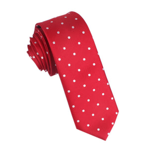 Red with White Polka Dots Skinny Tie