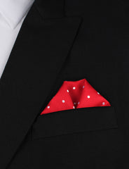 Red with White Polka Dots Winged Puff Pocket Square Fold