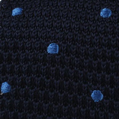 Mr Gecko Navy Blue Polkadot Knitted Tie Fabric