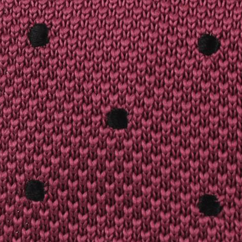 Rose Pink with Black Polkadots Knitted Tie Fabric