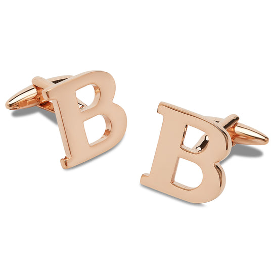 Rose Gold Letter B Cufflinks