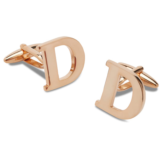 Rose Gold Letter D Cufflinks
