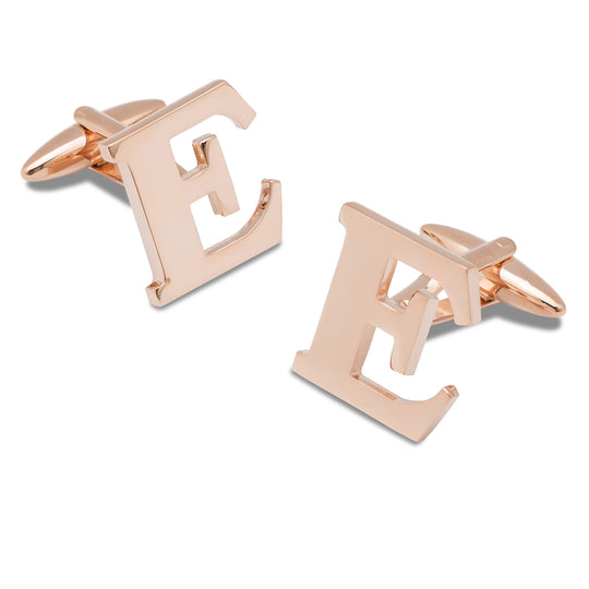 Rose Gold Letter E Cufflinks