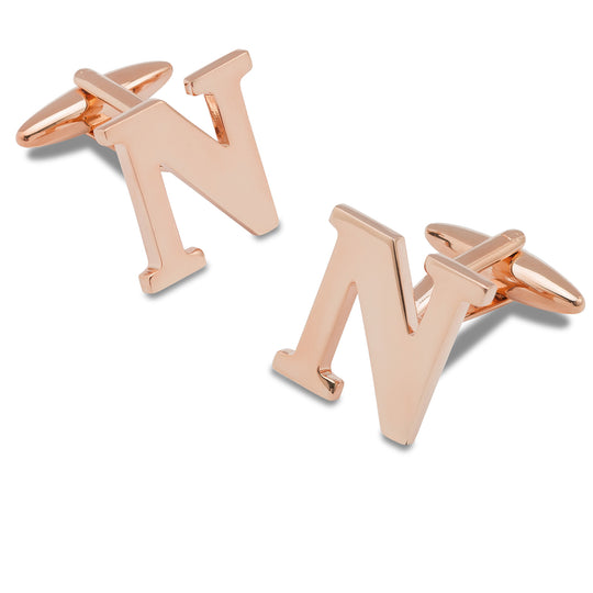 Rose Gold Letter N Cufflinks