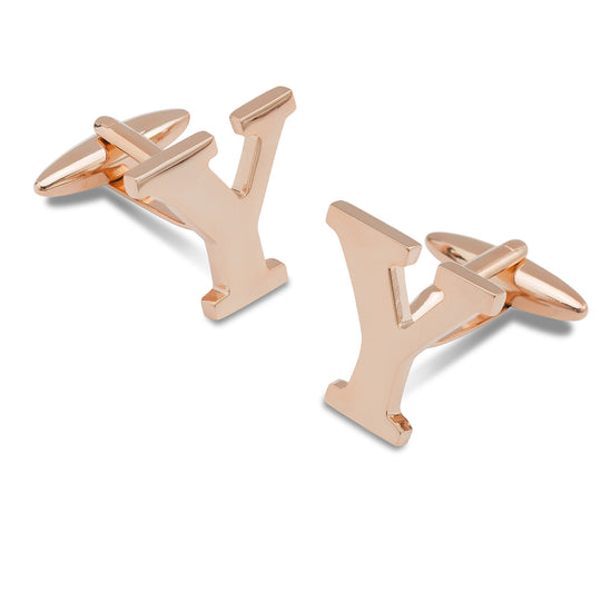 Rose Gold Letter Y Cufflinks