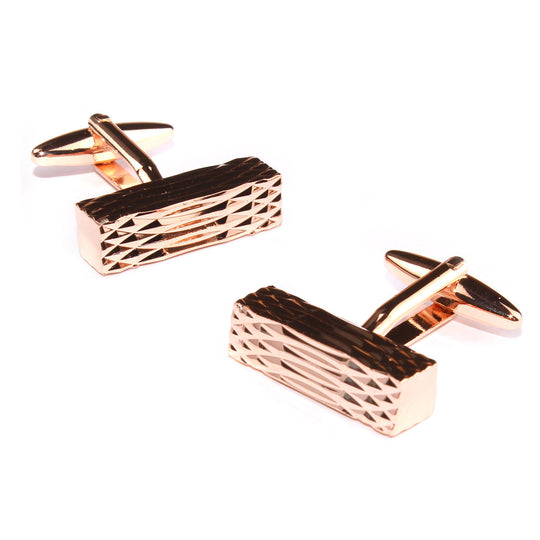 Rose Gold Rectangular Cylinder Groove Cufflinks