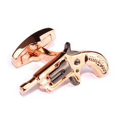 Rose Gold Revolver Gun Cufflinks Middle OTAA