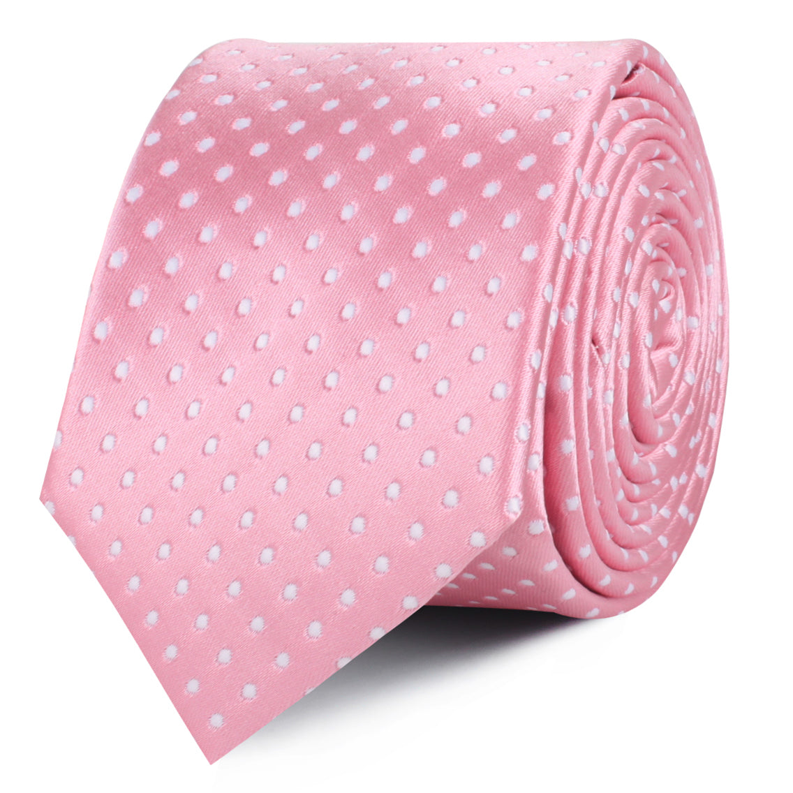 Rose Pink Mini Polka Dots Skinny Ties