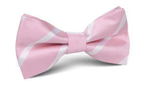 Rose Pink Striped Bow Tie
