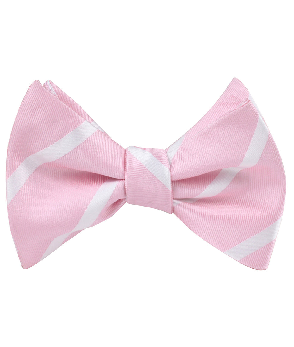 Rose Pink Striped Self Tie Bow Tie