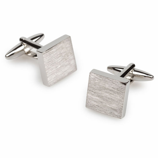Rosetta Brushed Silver Square Cufflinks