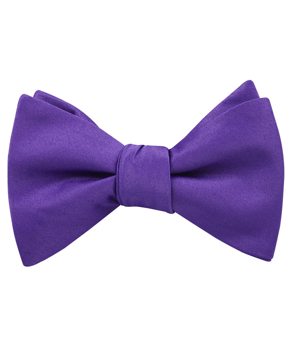 Royal Violet Purple Satin Self Tied Bow Tie