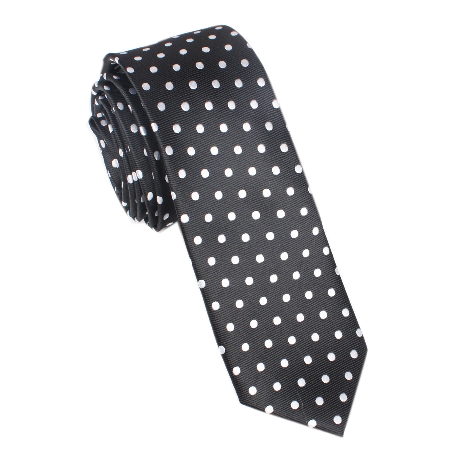 Royal Black Polka Dots Skinny Tie