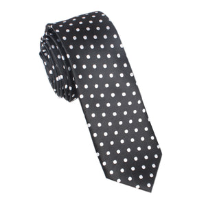Royal Black Polka Dots Skinny Tie