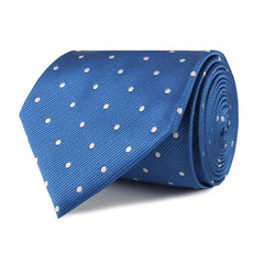 Royal Blue with White Polka Dots Necktie Front Roll