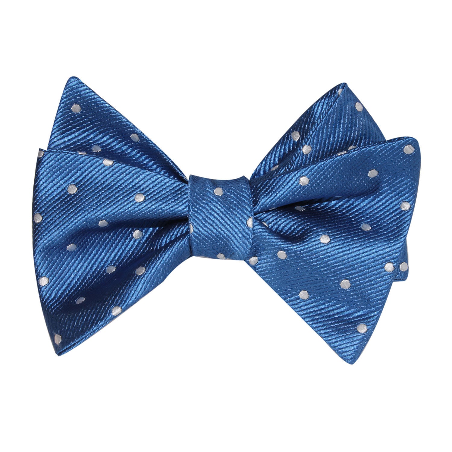 Royal Blue with White Polka Dots Self Tie Bow Tie 1