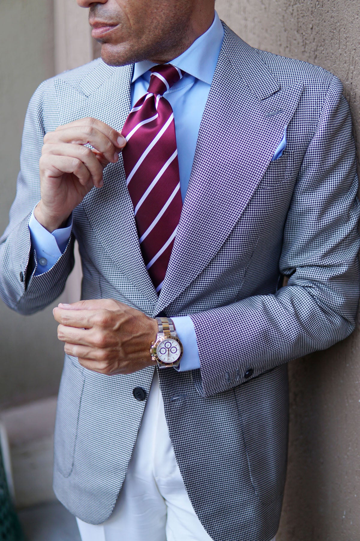 Royal Burgundy Striped Necktie | Men's Red Repp Ties | Best Neckties | OTAA