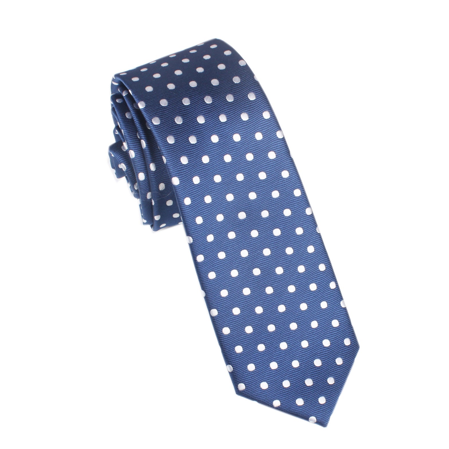 Royal Navy Blue Polka Dots Skinny Tie