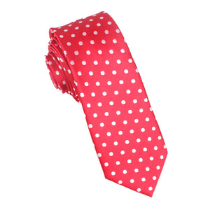 Royal Red Polka Dots Skinny Tie