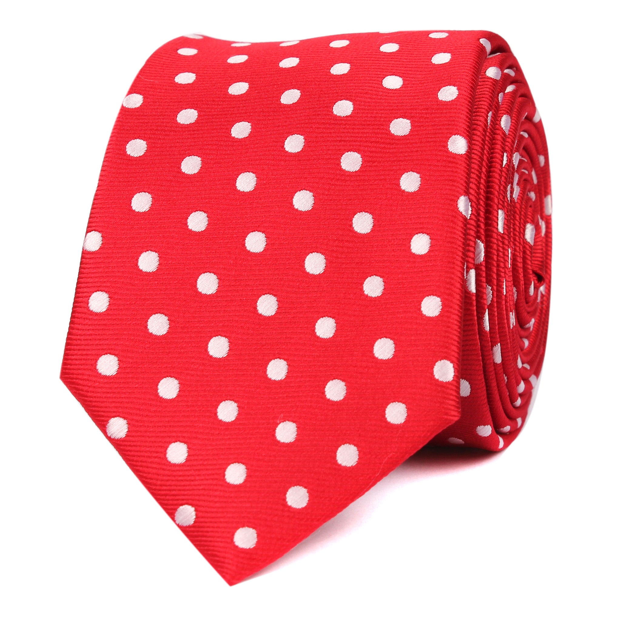 Royal Red Polka Dots Skinny Tie Front