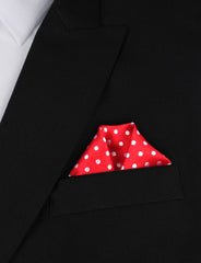 Royal Red Polka Dots Winged Puff Pocket Square Fold