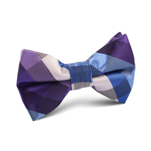 Royal Violet Checkered Kids Bow Tie