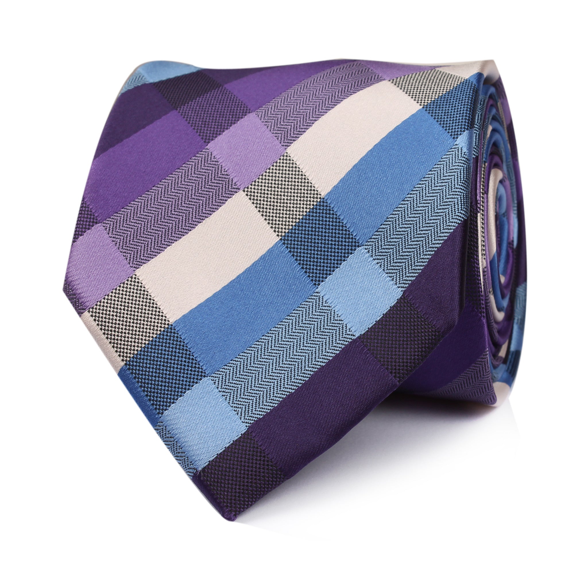 Royal Violet Checkered Necktie Front View
