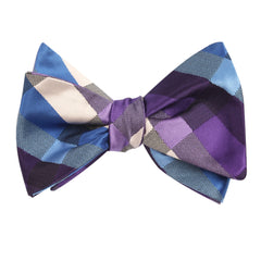Royal Violet Checkered Self Tie Bow Tie Self tied knot by OTAA