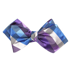 Royal Violet Checkered Self Tie Diamond Tip Bow Tie 1
