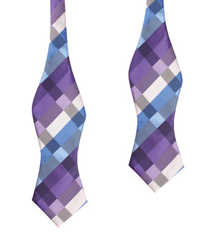 Royal Violet Checkered Self Tie Diamond Tip Bow Tie