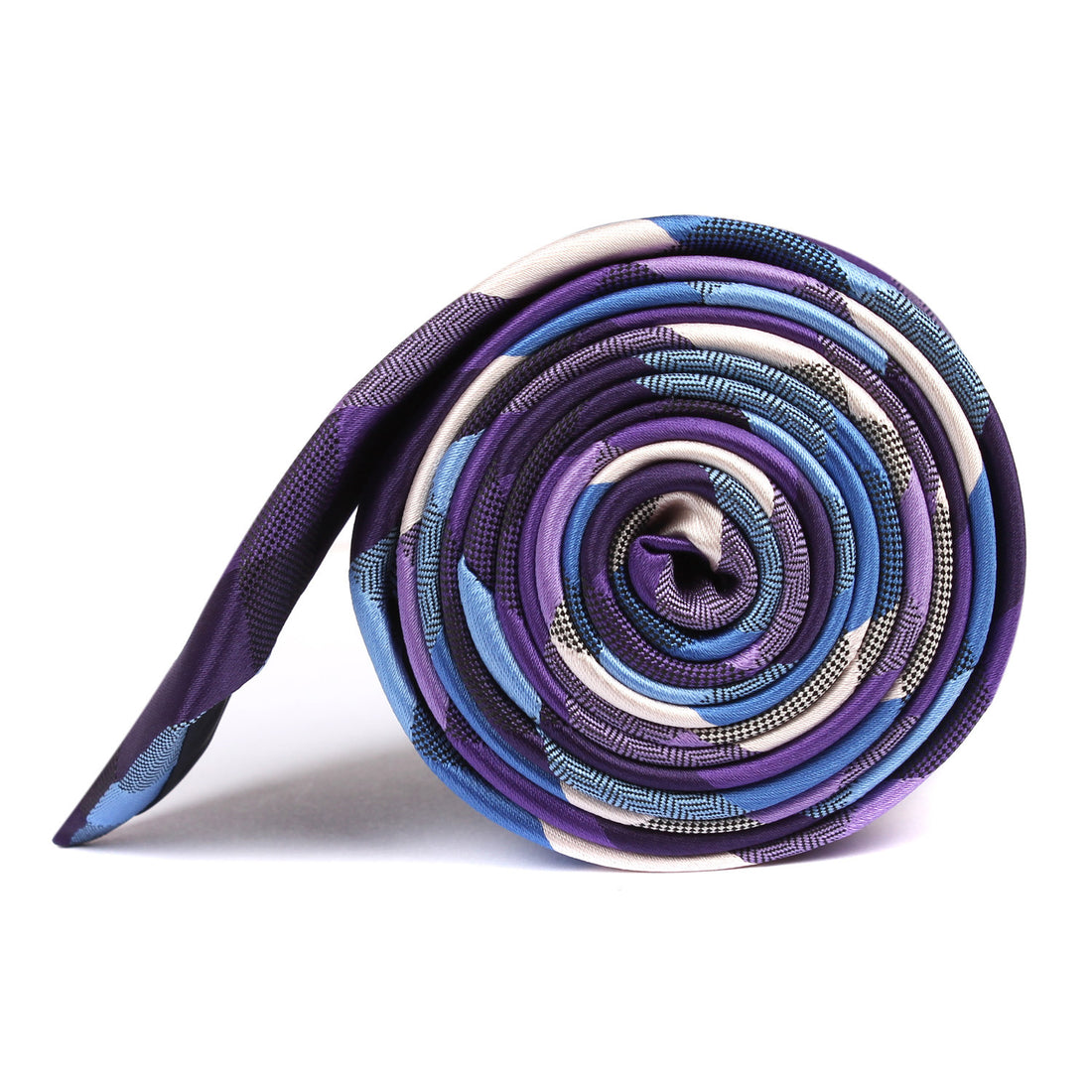 Royal Violet Checkered Skinny Tie Side Roll