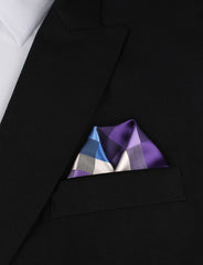Royal Violet Checkered Winged Puff Pocket Square Fold
