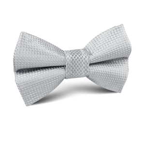 Rustic Light Gray Oxford Weave Kids Bow Tie