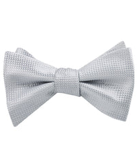 Rustic Light Gray Oxford Weave Self Tied Bow Tie