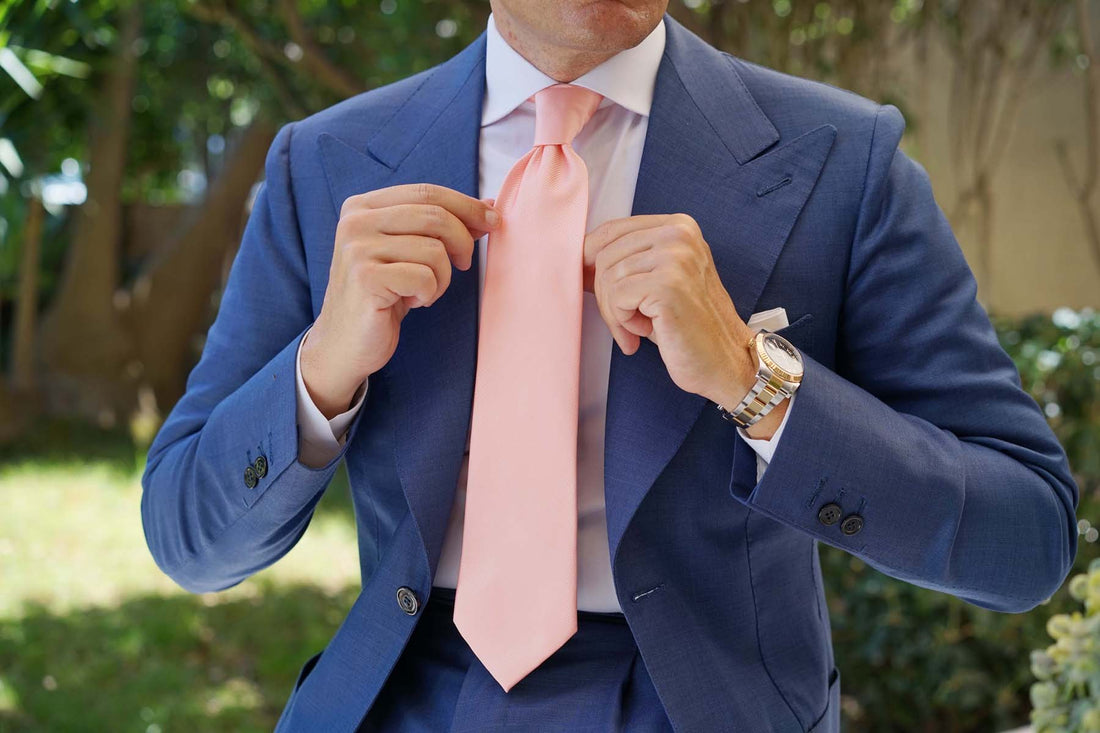 light blue dress shirt with pink tie Pink Textured Tie