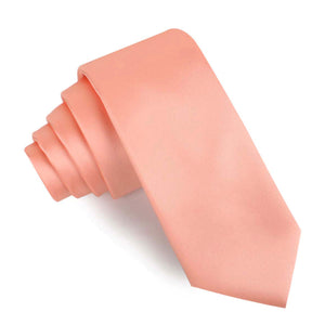 Salmon Frosty Pink Satin Skinny Tie