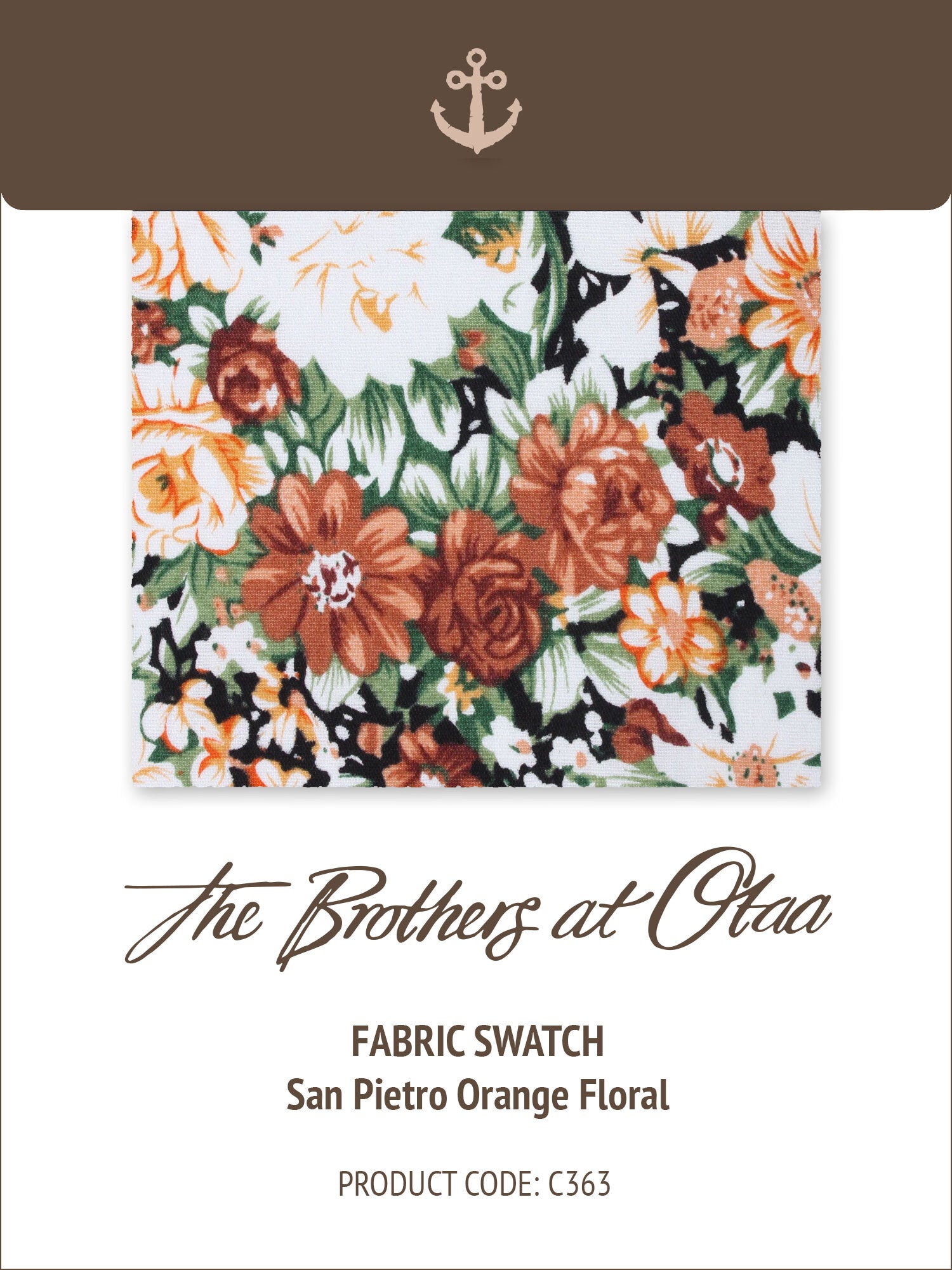 Fabric Swatch (C363) - San Pietro Orange Floral