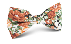 San Pietro Orange Floral Bow Tie