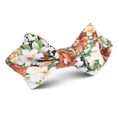 San Pietro Orange Floral Diamond Bow Tie