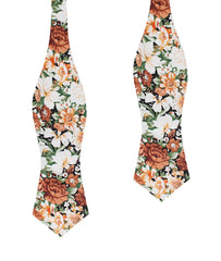 San Pietro Orange Floral Diamond Self Bow Tie