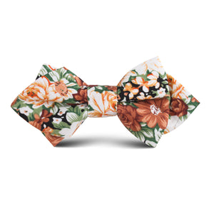 San Pietro Orange Floral Kids Diamond Bow Tie