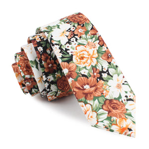 San Pietro Orange Floral Skinny Tie