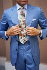 San Pietro Orange Floral Tie | Mens Tie Ties Neckties | OTAA